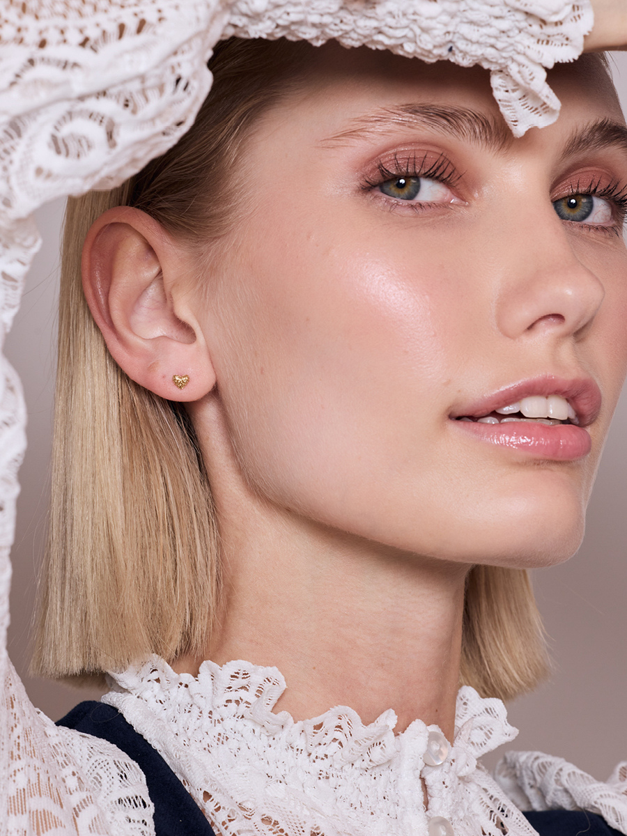 Mini Heart Stud Rosie Gold