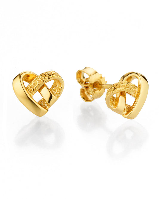 ⁠Braided Heart Stud Maisie Gold