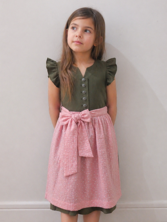 Kinderdirndl Carlotta | Oliv-Rosé