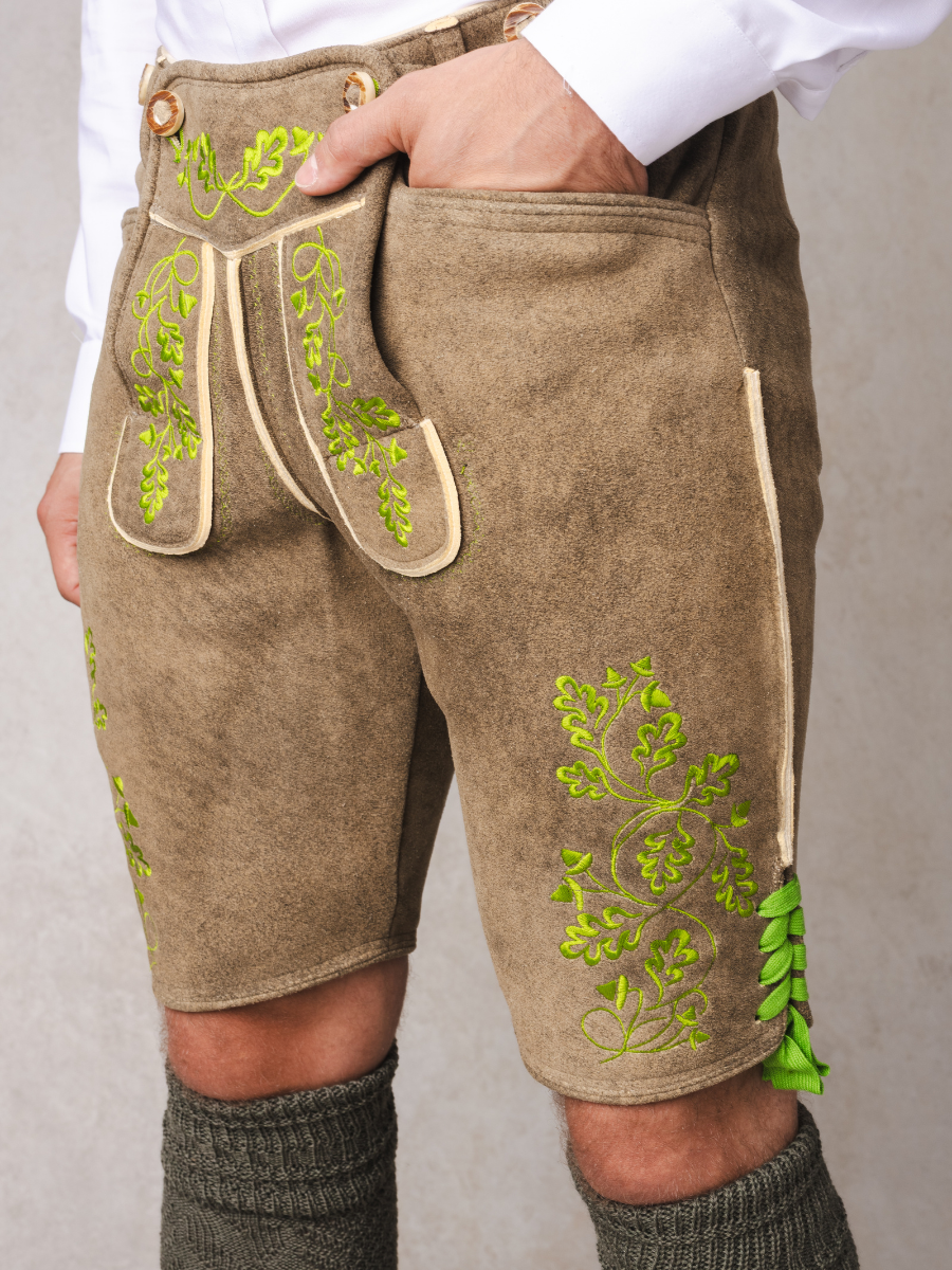 Lederhose Herzogstand Hirsch | Grasgrün