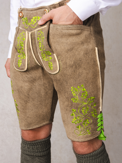 Lederhose Herzogstand Hirsch | Grasgrün