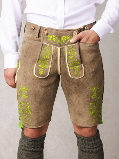 Lederhose Herzogstand Hirsch | Grasgrün