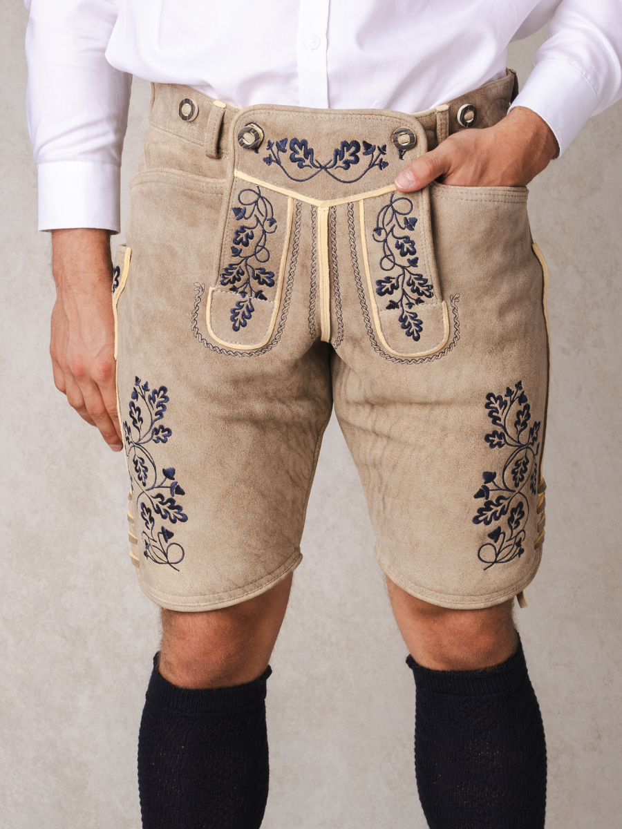 Lederhose Herzogstand Hirsch | Dunkelblau