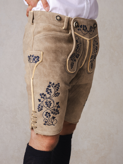 Lederhose Herzogstand Hirsch | Dunkelblau