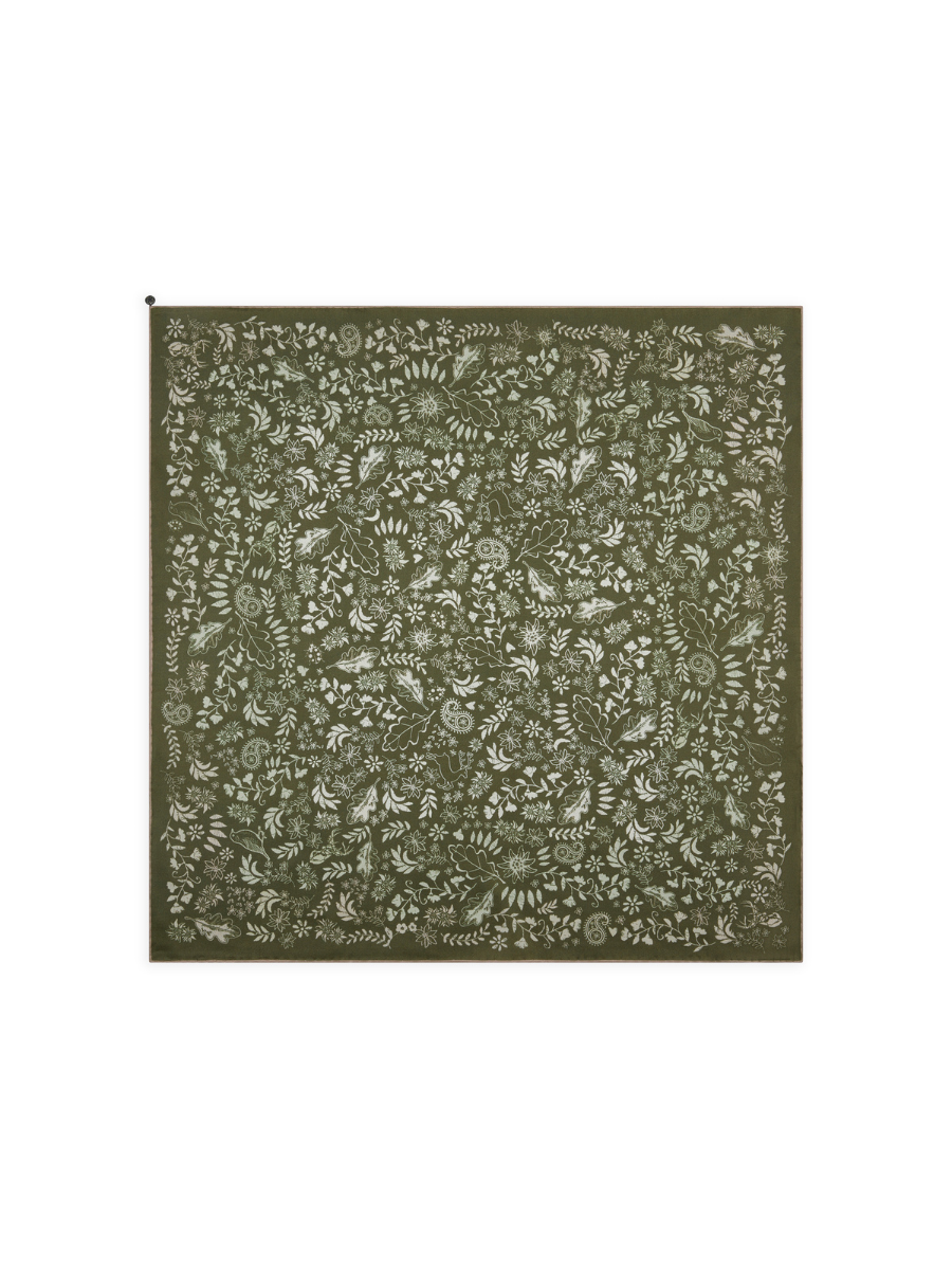 Seidentuch Floral | Oliv