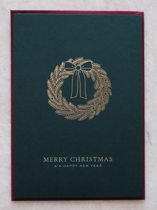 Weihnachtskarte | Weihnachtskranz | Dunkelgrün