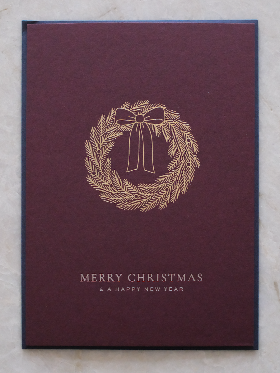 Weihnachtskarte | Weihnachtskranz | Dunkelrot