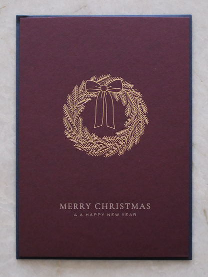 Weihnachtskarte | Weihnachtskranz | Dunkelrot