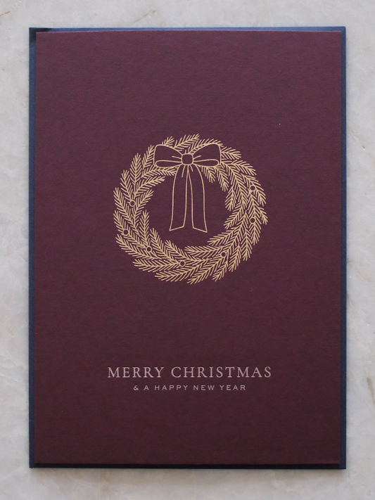 Weihnachtskarte | Weihnachtskranz | Dunkelrot