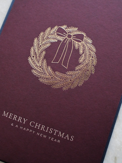 Weihnachtskarte | Weihnachtskranz | Dunkelrot