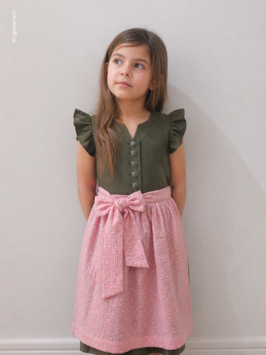 Kinderdirndl Carlotta | Oliv-Rosé
