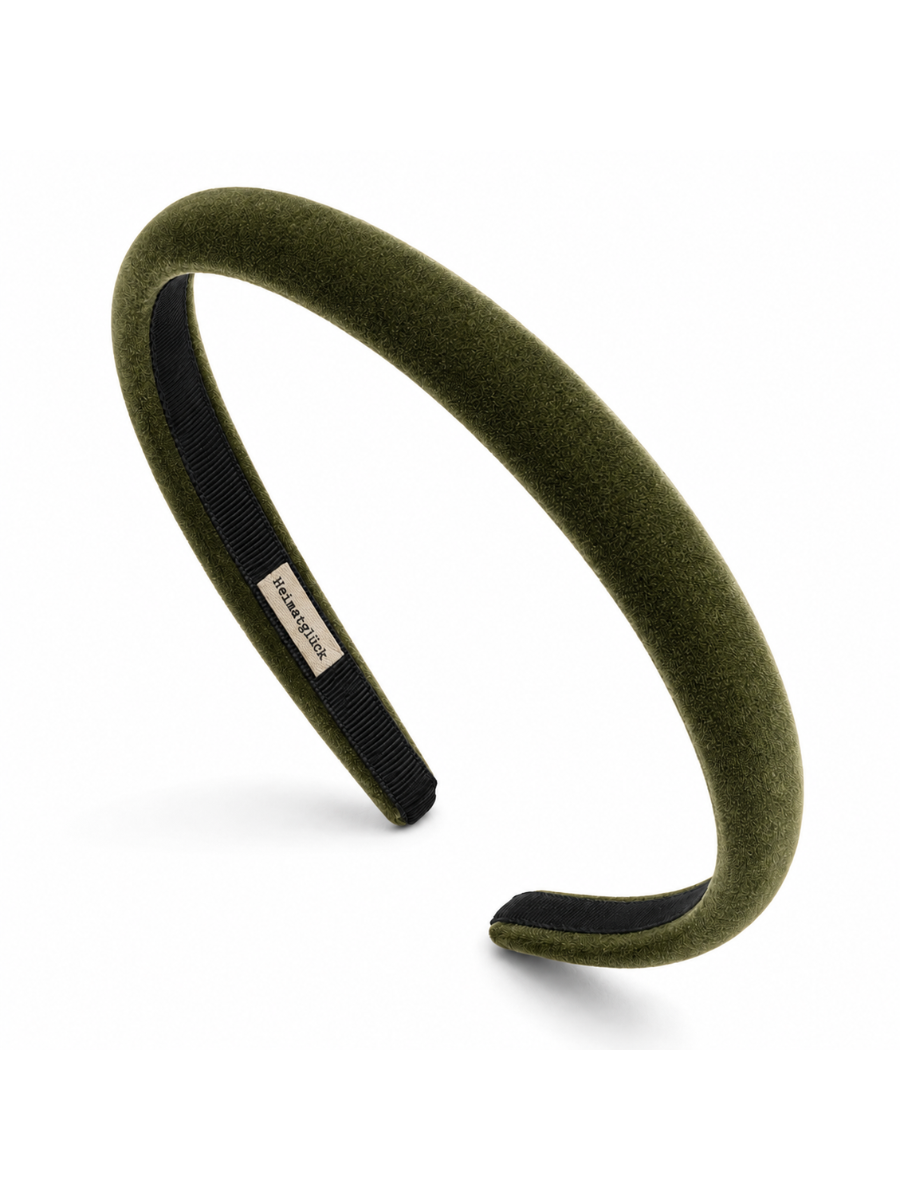 Haarreif Samt schmal | Oliv