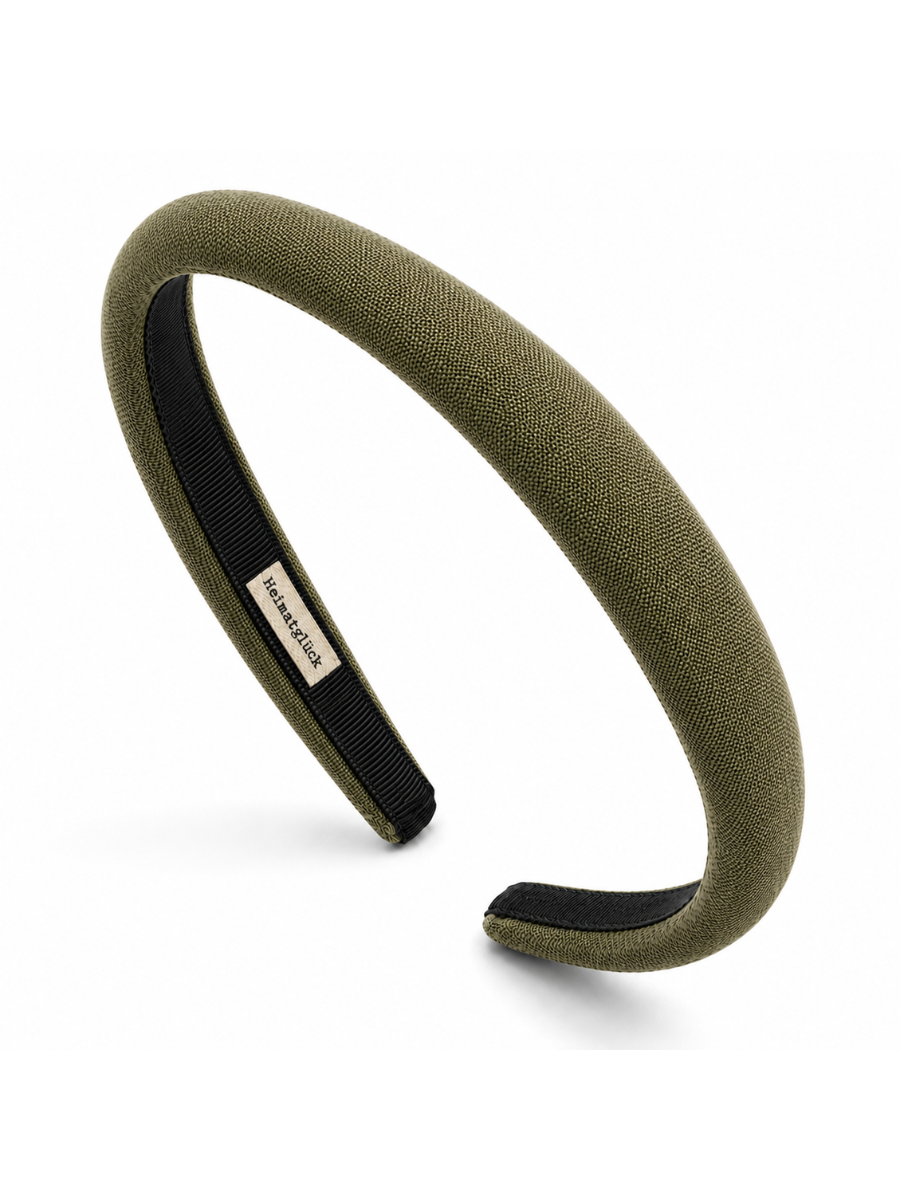 Haarreif Leinen schmal | Oliv