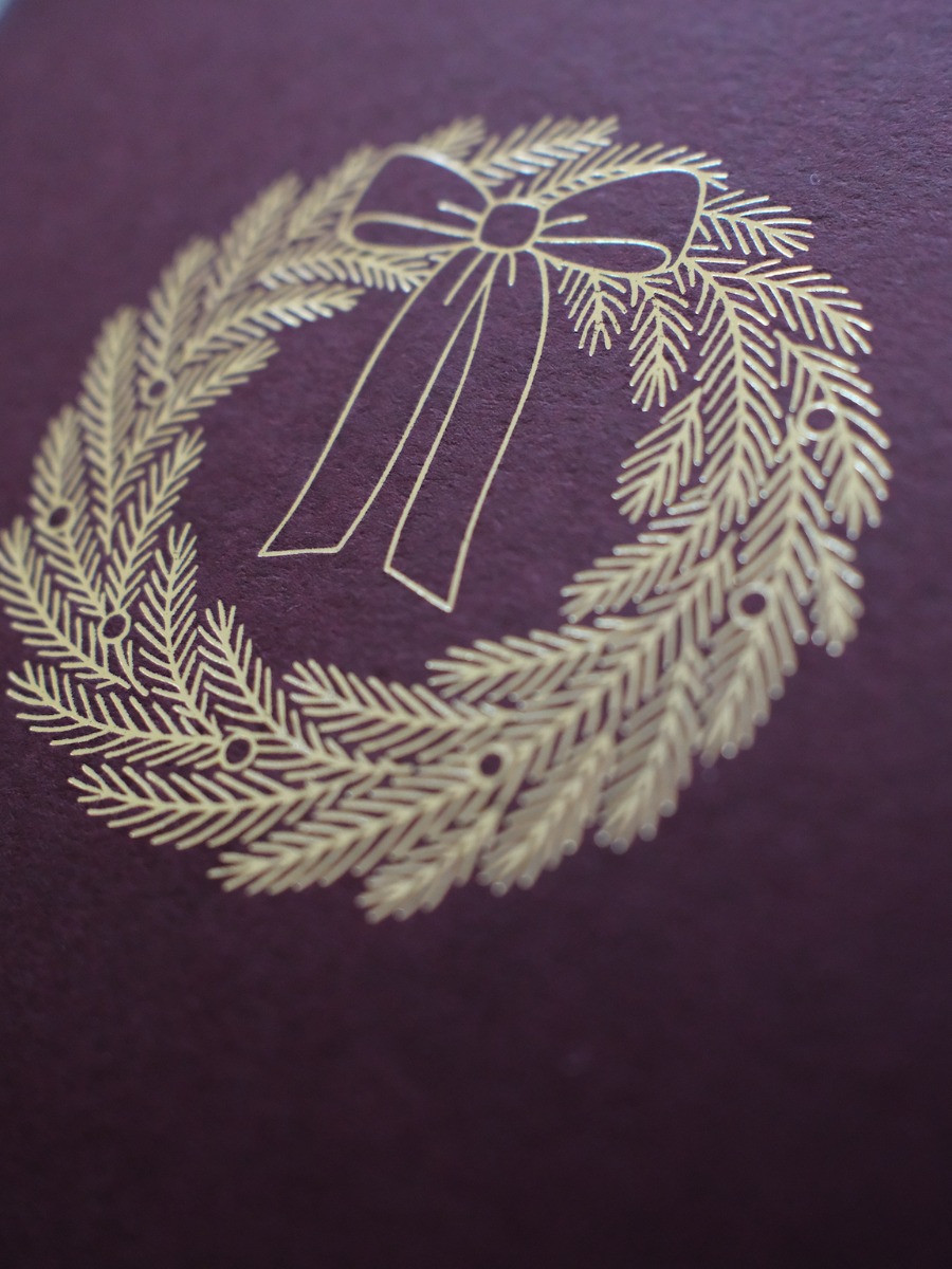 Weihnachtskarte | Weihnachtskranz | Dunkelrot