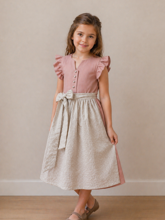 Kinderdirndl Carlotta | Rosé-Beige