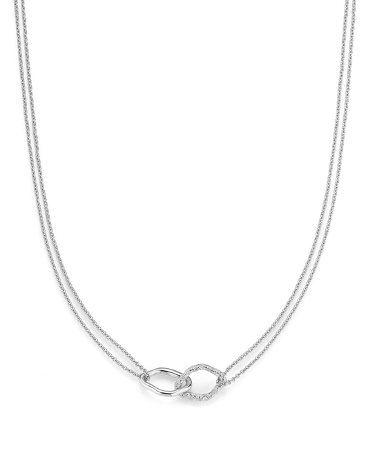 Double Ring Necklace Lilly Silber