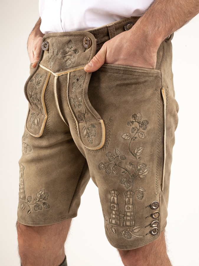 Bock Lederhose Inka Frauenkirche Olive - neutraler Latz